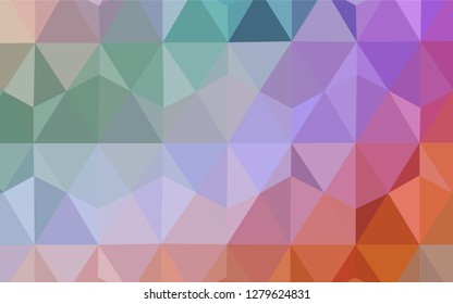 Light Multicolor vector triangle mosaic texture. Triangular geometric sample with gradient.  Brand new style for your business design.