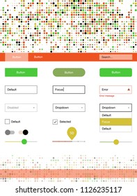 Light Multicolor vector ui kit with dots. Simple Material Design Kit with colorful dots in header. Modern template for your landing page.