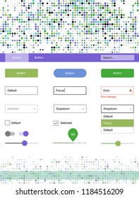 Light Multicolor vector ui kit with dots. Colorful Style guide with circles on abstract background. This template you can use for landing pages.