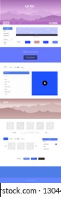 Light Multicolor vector ui kit with landscape. Colorful Style guide with mountains on abstract background. Template for website of outdoor activities.