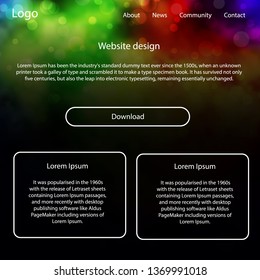 Light Multicolor vector ui kit with clouds, stars. Beautiful ui ux kit with colorful sky in its header. This sample is for your landing page.