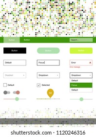 Light Multicolor vector ui ux kit with circles. Colorful Style guide with circles on abstract background. This template you can use for landing pages.