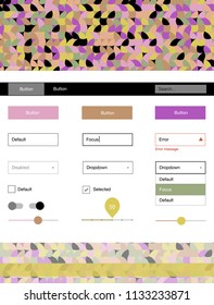 Light Multicolor vector ui ux kit with circles. Modern Style guide with colorful gradient circles in its header. This template you can use for landing pages.