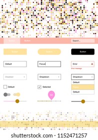 Light Multicolor vector web ui kit with spheres. Beautiful ui ux kit with colorful dots in its header. Simple colorful design for websites.