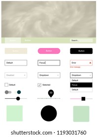 Light Multicolor vector web ui kit with nebula stars. Web ui kit with abstract gradient clouds in its header. Modern template for your landing page.