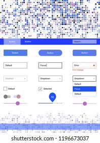 Light Multicolor vector web ui kit with spheres. Simple Material Design Kit with colorful dots in header. Simple colorful design for websites.