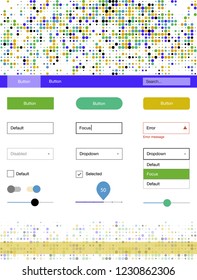 Light Multicolor vector web ui kit with spheres. Modern Style guide with colorful gradient circles in its header. This sample is for your website.