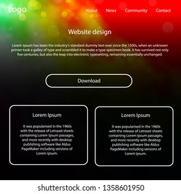 Light Multicolor vector web ui kit with nebula stars. Beautiful ui ux kit with colorful sky in its header. Beautiful layout for websites, landing pages.