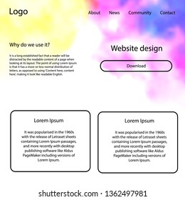 Light Multicolor vector web ui kit with nebula stars. Web ui kit with abstract gradient clouds in its header. This template you can use for websites.