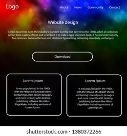 Light Multicolor vector web ui kit with nebula stars. Beautiful ui ux kit with colorful sky in its header. This sample is for your website.