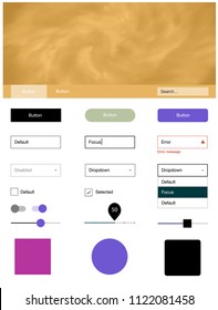 Light Multicolor vector wireframe kit with galaxy stars. Colorful Style guide with stars on abstract background. This sample is for your website.