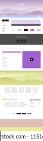 Light Multicolor vector wireframe kit with nature. Web ui kit with abstract gradient hills in its header. Template for website of outdoor activities.