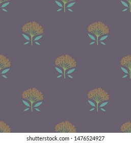 Light multicolored geometric seamless pattern with staggered viburnum berries and tiny leaves. Soft, pastel colors. Repeat symmetrical chess grid order botanical pattern. Vector illustration.