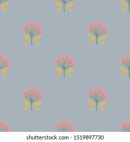 Light multicolored geometric seamless pattern with staggered viburnum berries and tiny leaves. Soft, pastel colors. Repeat symmetrical chess grid order botanical pattern. Vector illustration.