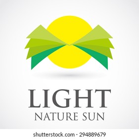 Light nature sun leaf logo element design vector shape icon symbol business template abstract company