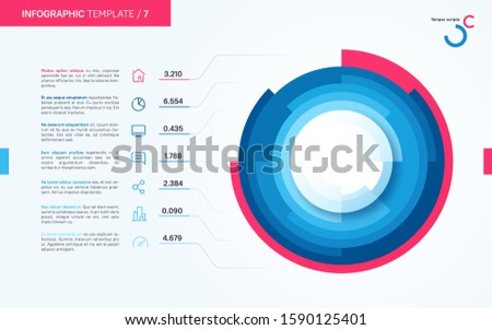 Light and neat vector infographic circle chart template. Seven options.