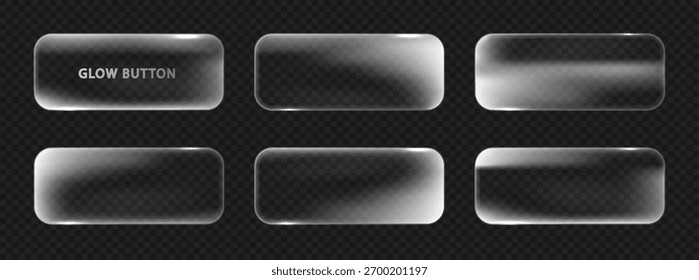 Light neon frame isolated on dark theme. White buttons transparent UI vector modern interface design.