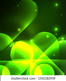 Light neon glow circles background, bright banner with shiny round shapes and electric effects. Modern design template for cover design for web banners, internet sites, posters, flyers. Vector art