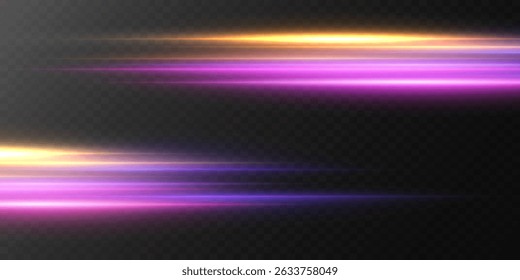 Efecto de haz láser de neón ligero. Efecto Abstractas del movimiento de alta velocidad de la luz, líneas de luz. Ilustración vectorial. EPS 10.