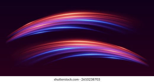 Light neon line of light, flash of trace and speed.