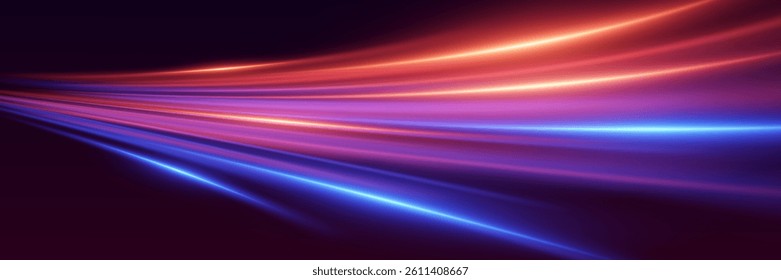 Light neon line of light, flash of trace and speed.