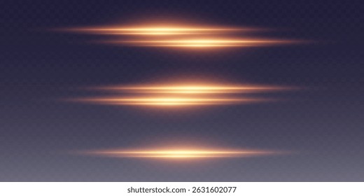 Light neon lines effects, horizontal rays of light.