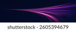 Light from neon purple lines moves with speed on the expressway, creating an effect of blue in the background. Abstract futuristic police aesthetics merge with bright design in vector png
