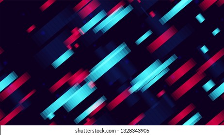 Light Neon Seamless Cover Background with Sport Speed lines. Abstract Glitch Effect Texture. Neon Car Trail Pattern. Technology Poster Background.
