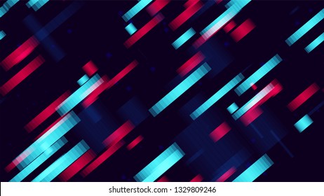 Light Neon Seamless Cover Background With Sport Speed Lines. Abstract Glitch Effect Texture. Fast Movement Sporty Pattern. Technology Poster Background.