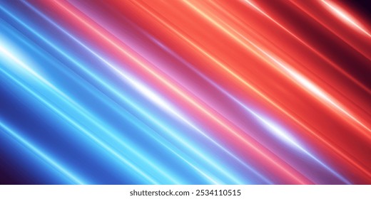 Light neon speed lines with flare effect. Vector illustration