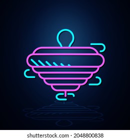 Light neon swivel toy icon looks clear. Neon swivel line icon. Fun and play light icon. Children's toy. symbol. Neon line.