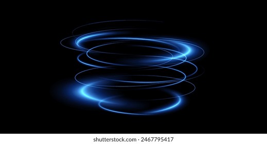 Light neon Twirl. Curve light effect of neon line. Luminous blue circle. Light pedistal, podium, platform, table. Vector PNG. Vector illustration