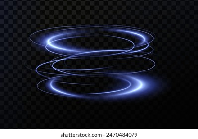 Light neon Twirl. Curve light effect of neon line. Luminous blue circle. Light pedistal, podium, platform, table. Vector PNG. Vector illustration	