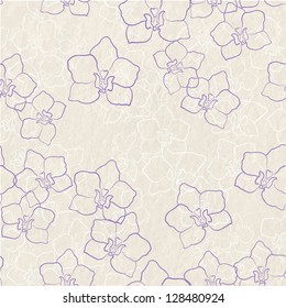 Light neutral background pattern texture with orchid flowers