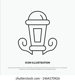 Light, Night, Lamp, Lantern Line Icon Vector. Vector Icon Template background