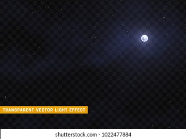 Light Night Sky With A Bright Moon. Space Stars With The Effect Transparent Background.