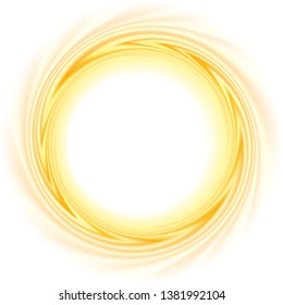 Light ocher whirl ripple backdrop with space for text. Curl fluid surface bright hot amber color. Circle mix of pure sweet carrot, apricot, lemon dessert syrup as eddy caramel