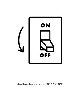 Iluminación apagada, icono de la línea del interruptor eléctrico. Activar el botón desactivar el símbolo de estilo de contorno para web y aplicación. Desactivar la imagen vectorial de posición en el fondo blanco aislado. EPS 10