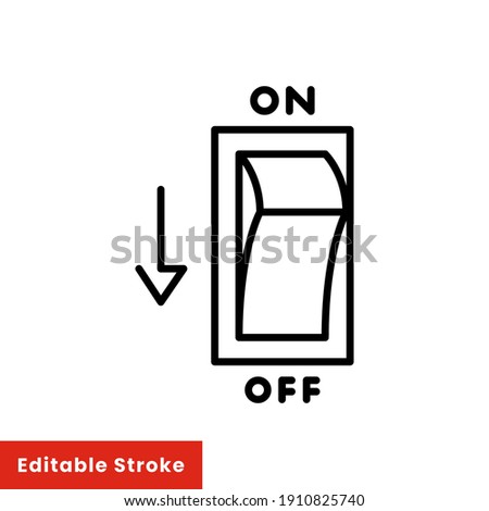 Light off, electric switch line icon. Power turn off button outline style sign for web and app. Toggle switch off position vector illustration on white background isolated. Editable stroke EPS 10