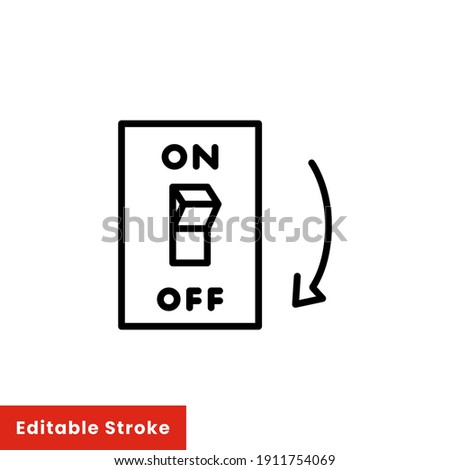 Light off, electric switch line icon. Power turn off button outline style sign for web and app. Toggle switch off position vector illustration on white background isolated. Editable stroke EPS 10