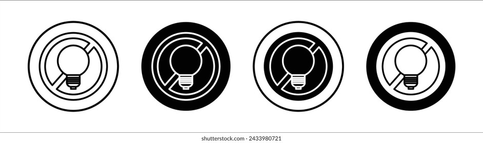 Light off flat line icon set. Light off Thin line illustration vector