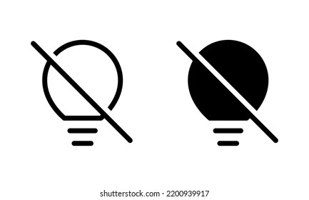 Light Off Icon, No Idea Black And White Outline And Glyph Vector