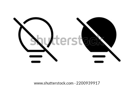 light off icon, no idea black and white outline and glyph vector