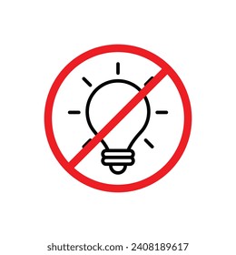 Light Off line icon. Bulb Deactivation icon in black and white color.