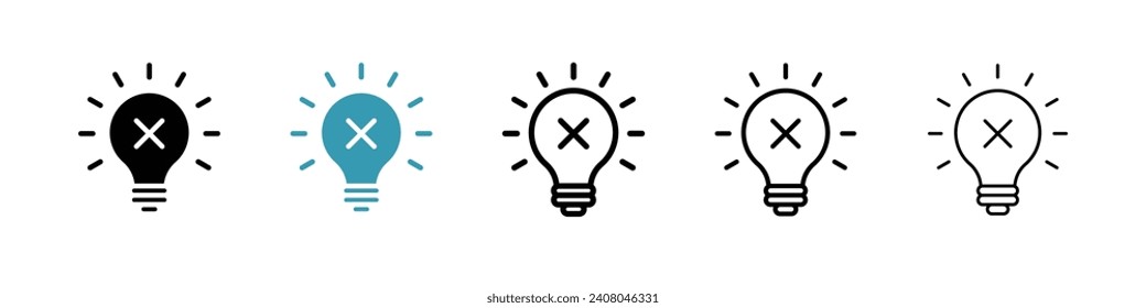 Light Off vector icon set. Illumination Deactivation symbol for UI design.