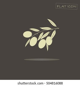 Light olive branch on black, vector illustration