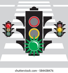 The light on the background of the roadway.