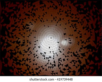 Light on brown triangular circle abstract background