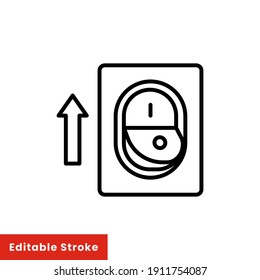 Light on, electric switch line icon. Power turn off button outline style sign for web and app. Toggle switch off position vector illustration on white background isolated. Editable stroke EPS 10