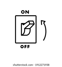 Light on, electric switch line icon. Power turn off button outline style sign for web and app. Toggle switch off position vector illustration on white background isolated. EPS 10